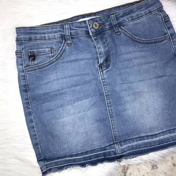 KanCan Zuma Distressed light wash denim mini skirt - Picture 2 of 9